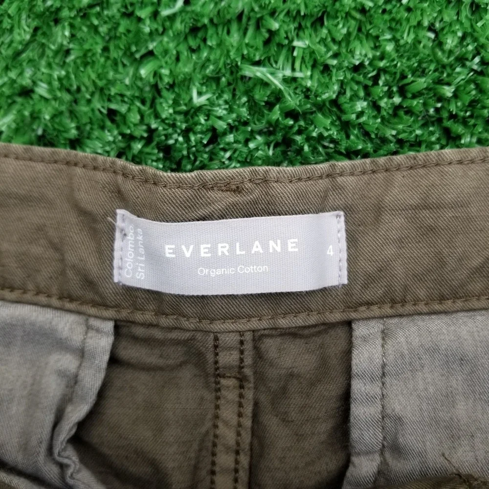 Everlane Wide Leg Pants Womens 4 Brown / Green Linen Blend Seamed High Rise Crop